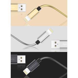 Cáp sạc Iphone siêu bền dài 1m Maimi X25 chuẩn lightning tốc độ cao 3 Trắng Vàng Đen