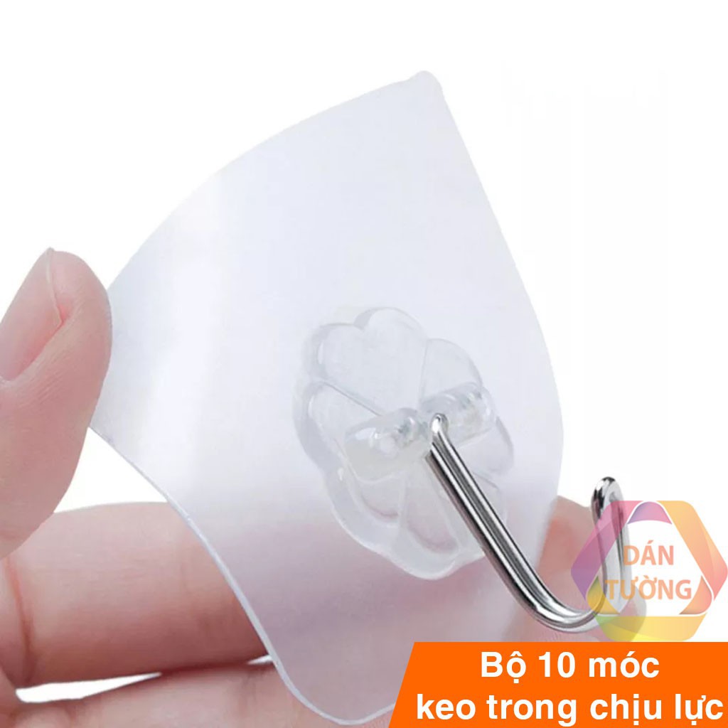 Bộ 10 móc dán tường siêu dính trên gạch men, kính