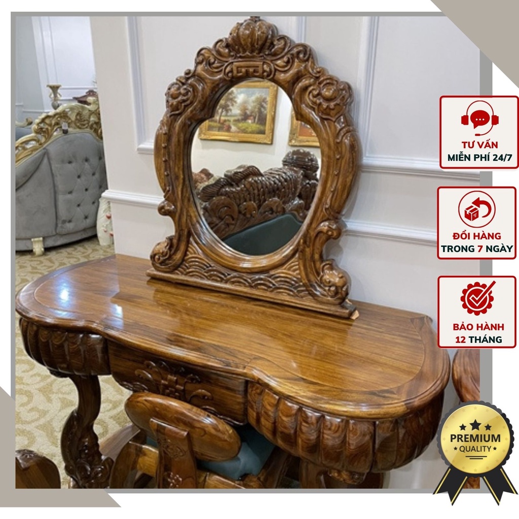 Bàn phấn trang điểm gam trắng thanh lich mang phong cách tân cổ điển sang trọng gỗ Mun BP-808-MUN