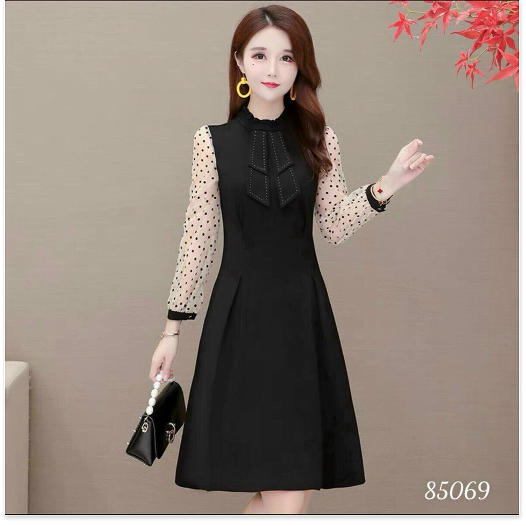 Đầm poly 2 da phối lưới kim tuyên tôn dáng cho các nàng KME FASHION