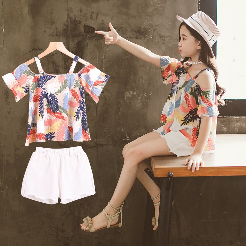Set đồ ngắn in hoa dễ thương cho bé gái