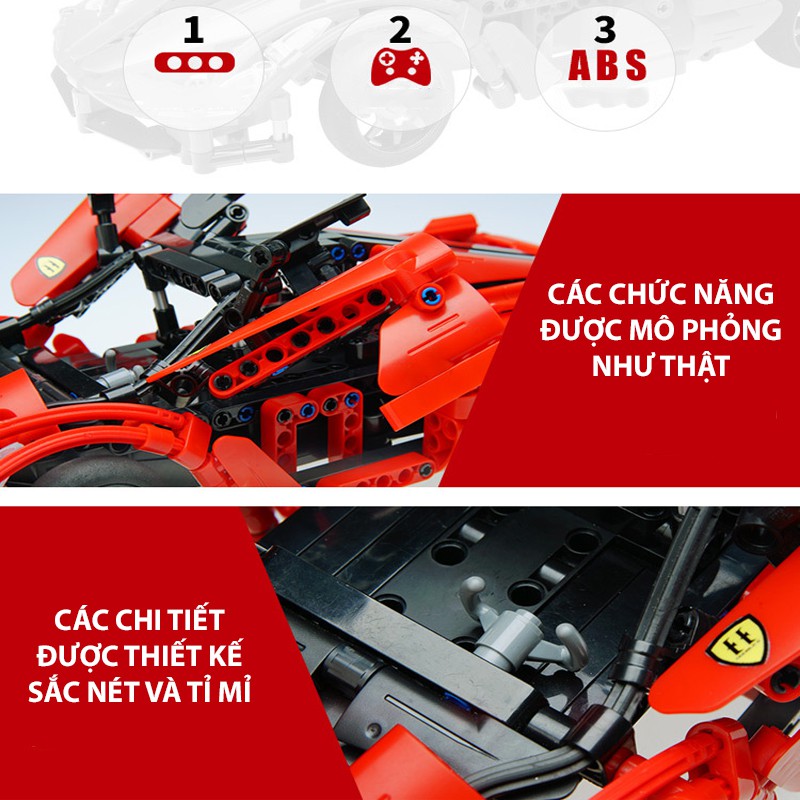 Đồ Chơi Lắp Ráp Xếp Hình Điều Khiển Từ Xa RC Mô Hình Siêu Xe Thể Thao Ferrari Red Storm CaDA C51009 Với 380PCS