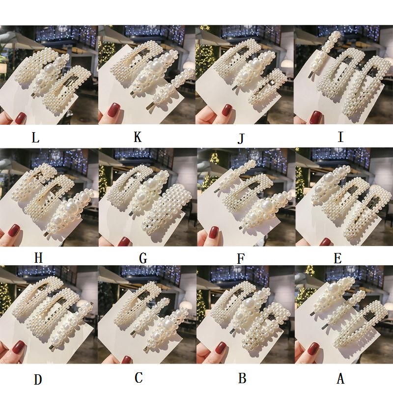 Set 3 Kẹp Tóc Kim Loại Phong Cách Hàn Quốc Sang Trọng Cho Nữ