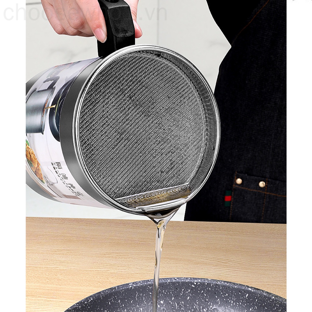 Bình Lọc Dầu Bằng Thép Không Gỉ Dung Tích Lớn Có Nắp Đậy Tiện Dụng Cho Nhà Bếp 1