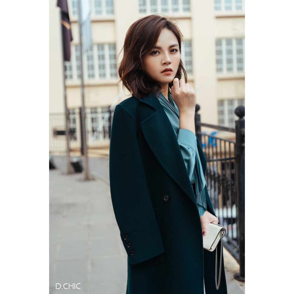 Măng tô dạ handmade dài cổ 2 ve 2 túi ốp by D.CHIC MS: 980150