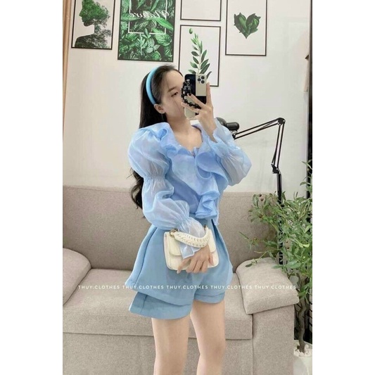 SET ÁO PELUM VIỀN REN BÈO TAY BOCHUN LOE + CHÂN VÁY  TẦNG