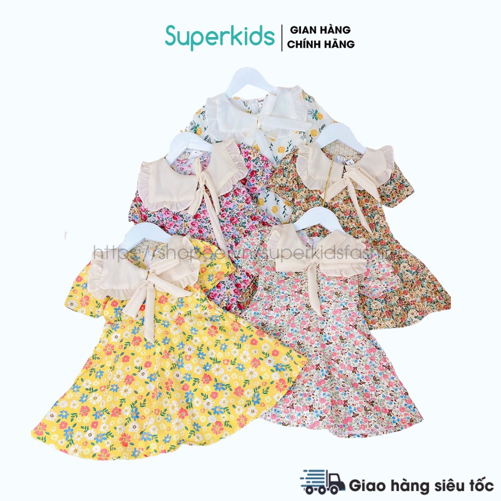 Váy cho bé gái, Đầm hoa nơ tiểu thư 8-18kg QATE796