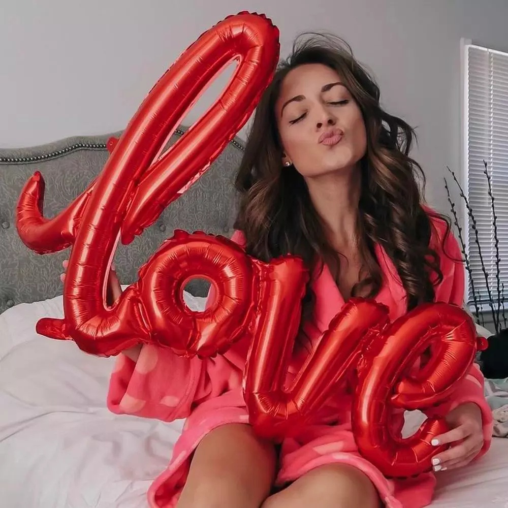 Bộ Bong Bóng Bằng Lá Kim Loại / Crom Hình Trái Tim Đỏ Dùng Trang Trí Tiệc Cưới / Valentine