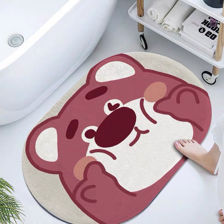 Thảm lau chân thấm nước 3D, thảm chùi chân nhà bếp nhà tắm chống trượt hình gấu cute 40x60 cm - Family Care