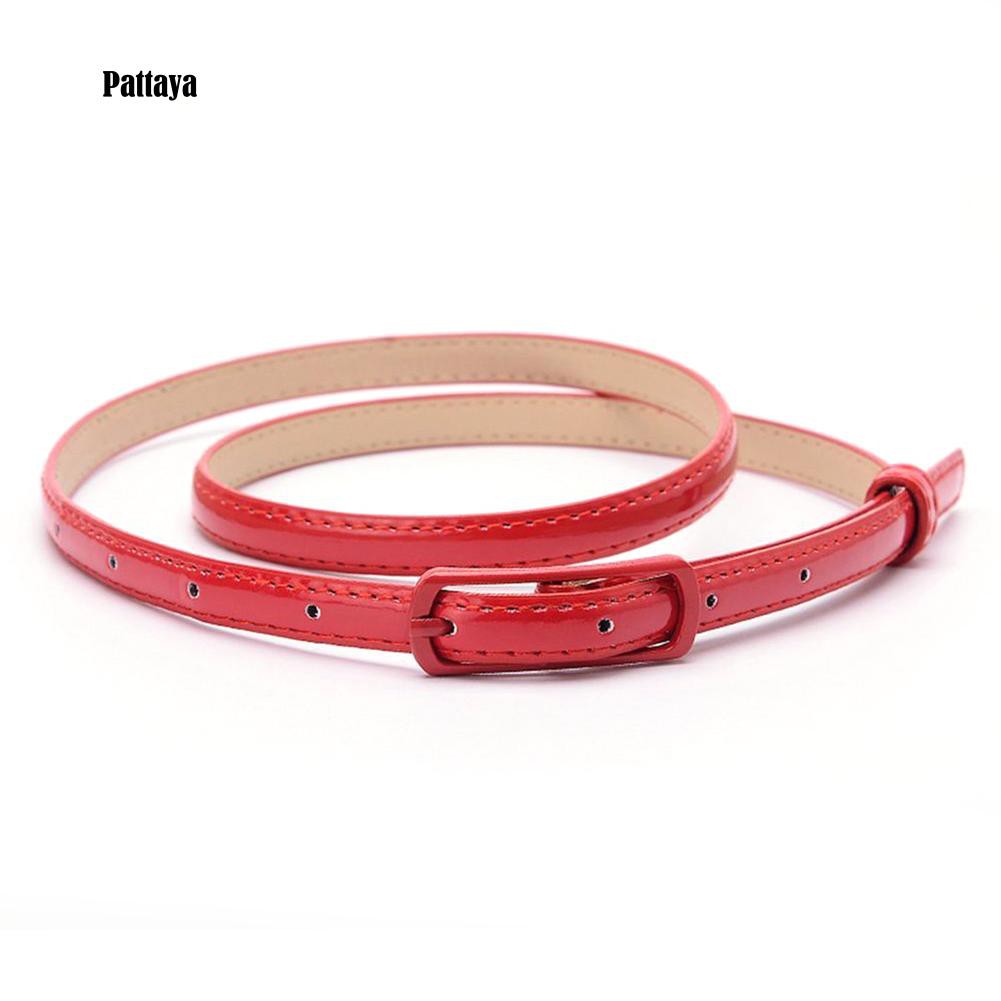 Thắt Lưng Giả Da Bản Nhỏ Khóa Kim Loại Thời Trang Cho Nữ