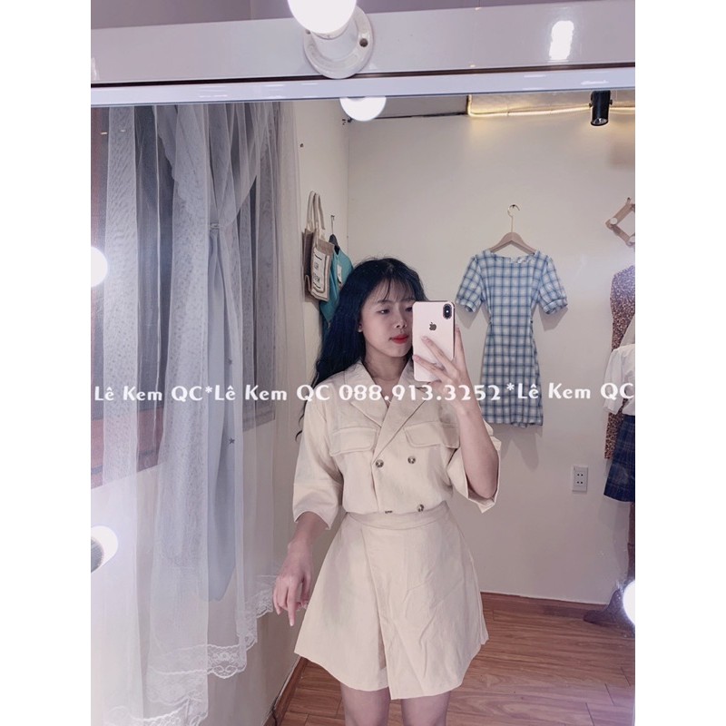 Sét Áo Kiểu Cổ Vest + Quần Váy Vạt Lệch ❤️ Ảnh Thật Video Kem Tự Chụp ❤️