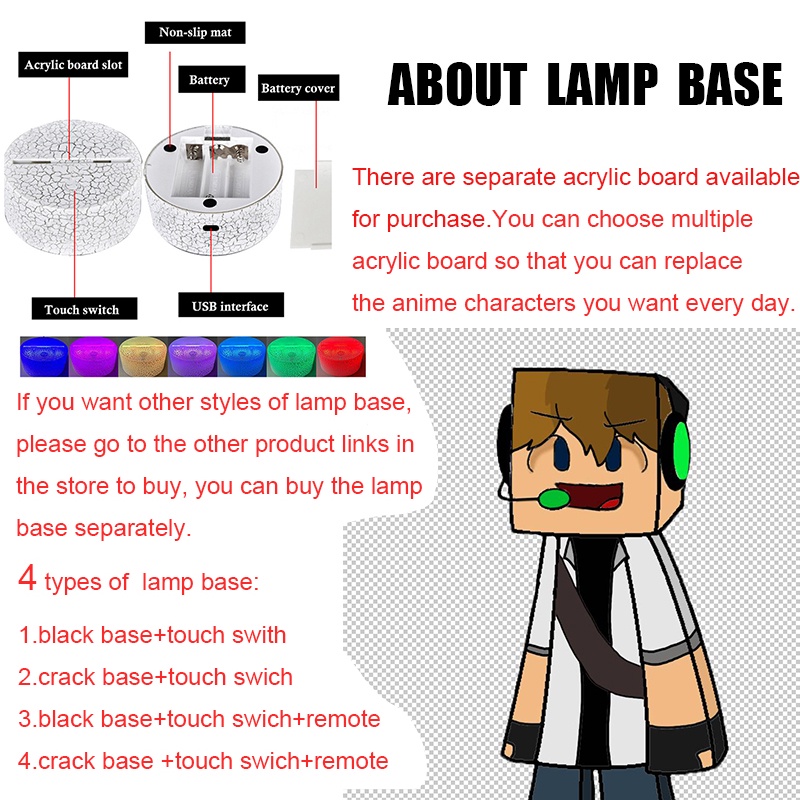 Đèn Ngủ Led 3d Hình Hoạt Hình Minecraft