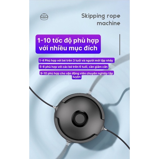 Máy nhảy dây tự động kết hợp loa bluetooth nghe nhạc thông minh có sạc pin, 10 tốc độ quay phù hợp với mọi lứa tuổi