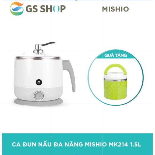Ca đun nấu đa năng Mishio MK214 1.5L TẶNG: Hộp đựng cơm giữ nhiệt