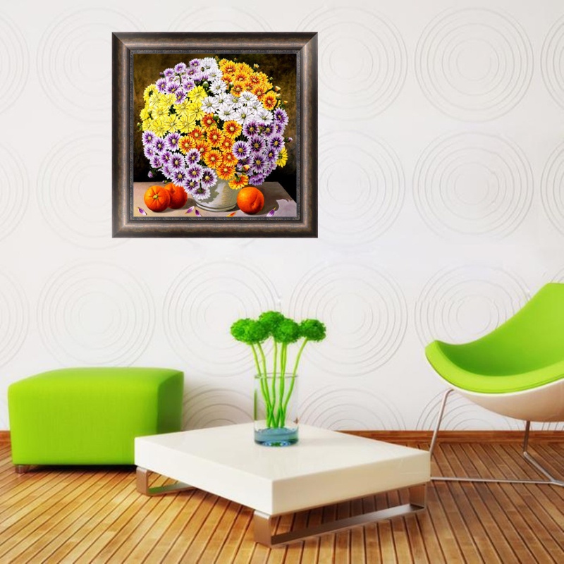 Tranh Thêu Chữ Thập Đính Đá Kim Cương 5D DIY Hình Vẽ Hoa