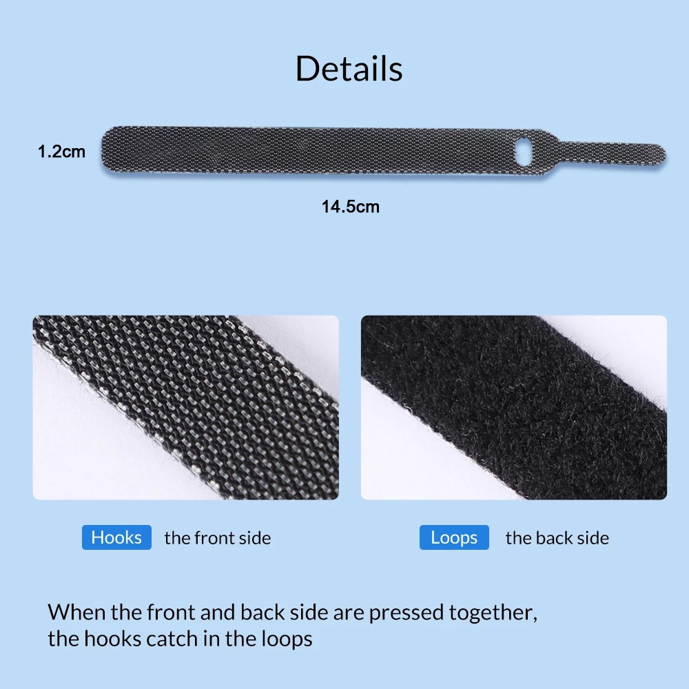 Set 10 dây nylon buộc dây cáp/ tai nghe/ chuột 14.5x1.2cm