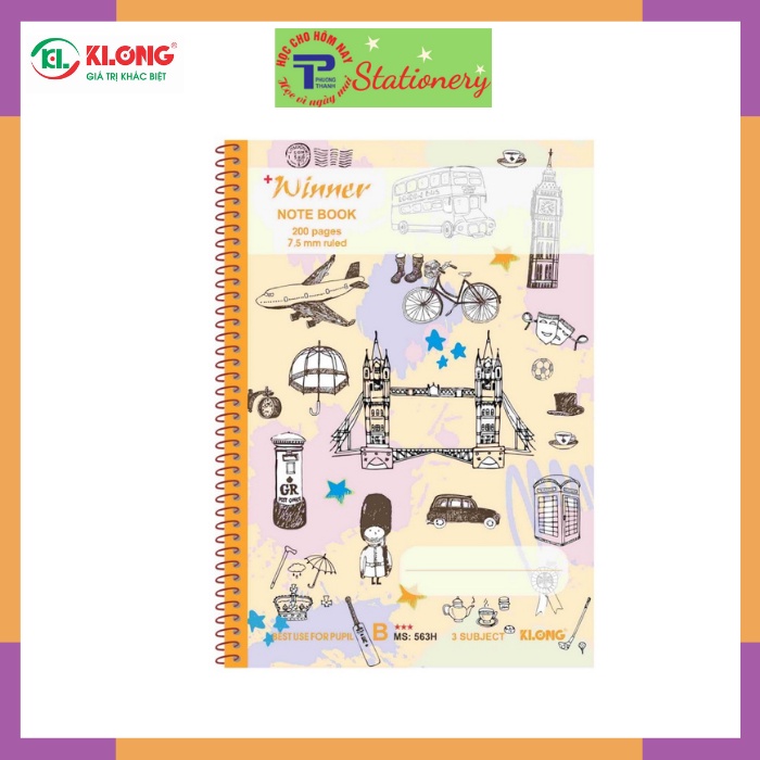 Vở kẻ ngang lò xo đơn Klong B5 80tr, 120tr, 200tr định lương 58/90 Winner; MS: 560,561,563
