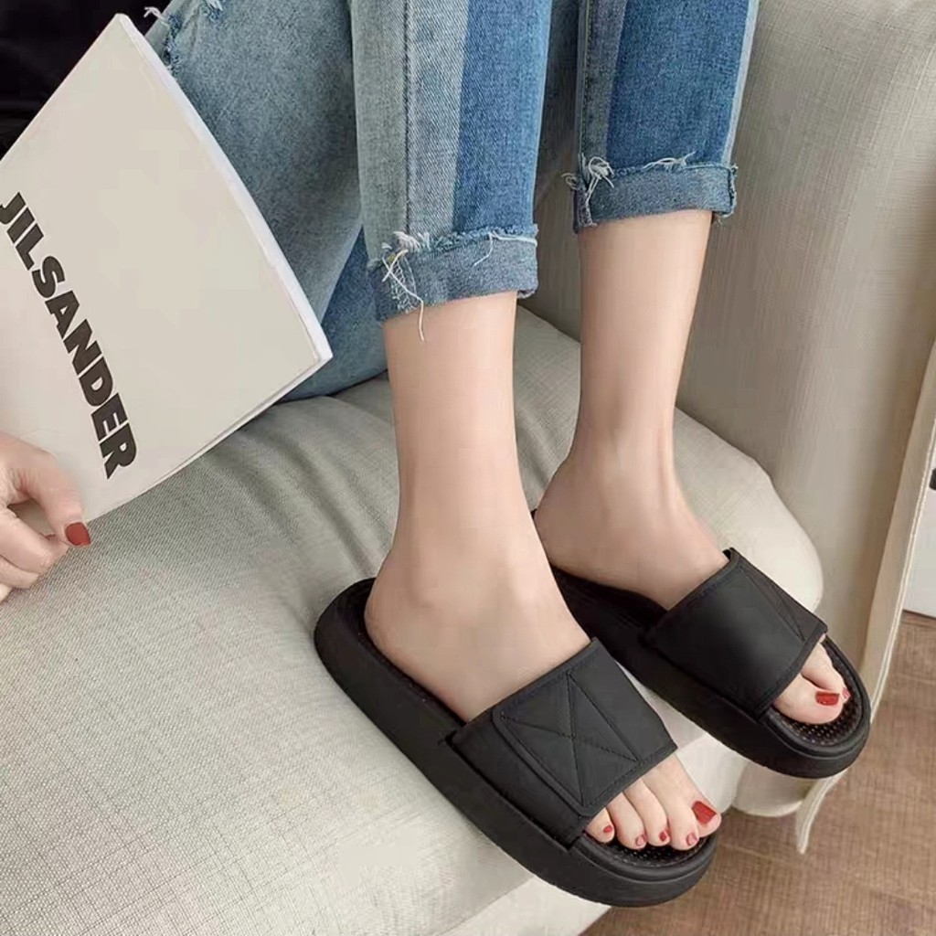 Dép bánh mỳ in gấu dễ thương 3 màu - đế cao siêu êm