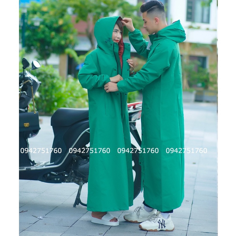 Áo mưa nữ dáng măng tô 2 lớp đa dụng chống nước chống gió