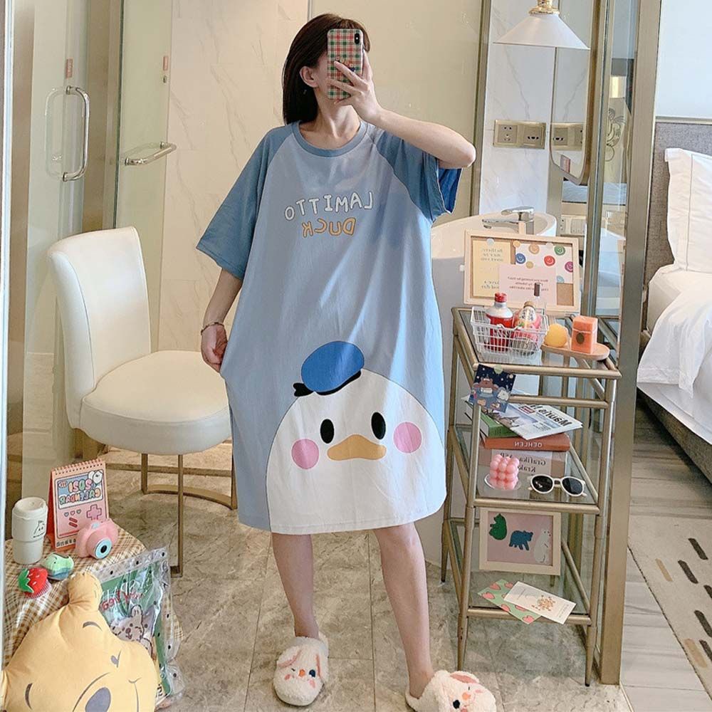 Đầm Ngủ Dáng Rộng In Họa Tiết Hoạt Hình Dễ Thương Thời Trang Mùa Hè Cho Nữ Doraemon | BigBuy360 - bigbuy360.vn