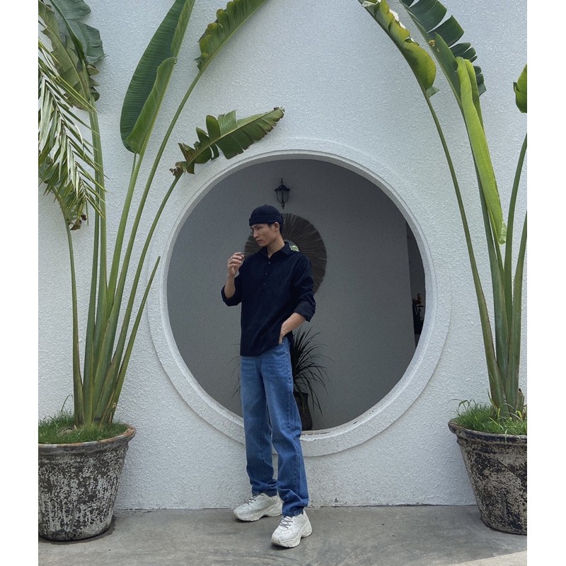 Jean xanh đậm ống rộng | BigBuy360 - bigbuy360.vn