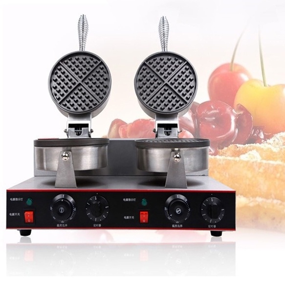 Máy làm bánh Waffle quế, bánh tổ ong Đôi Công nghiệp