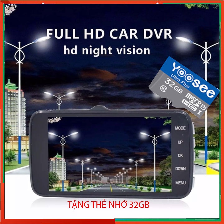 [kèm thẻ 32g] Camera hành trình ô tô Onviz X004 Camera  màn hình 4 inch full HD, ghi hình đa chiều, có chế độ ghi đè