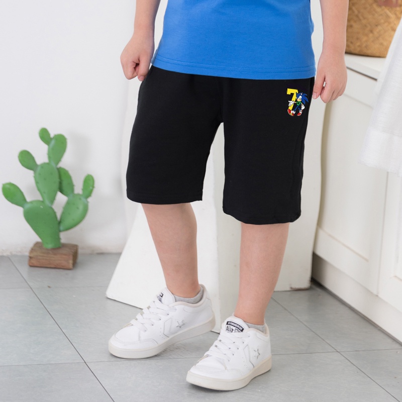 Quần short 100% cotton in hoạt hình Sonic 3 màu cho bé