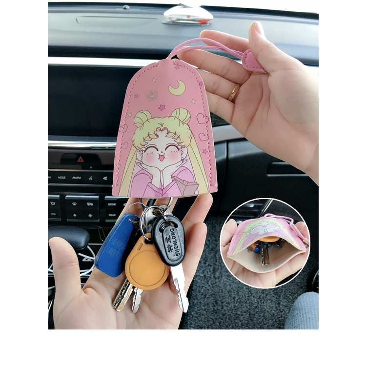 【⚡In Duplex⚡Vỏ Da PU Bảo Vệ Chìa Khóa Xe Hơi Họa Tiết Hoạt Hình Doraemon