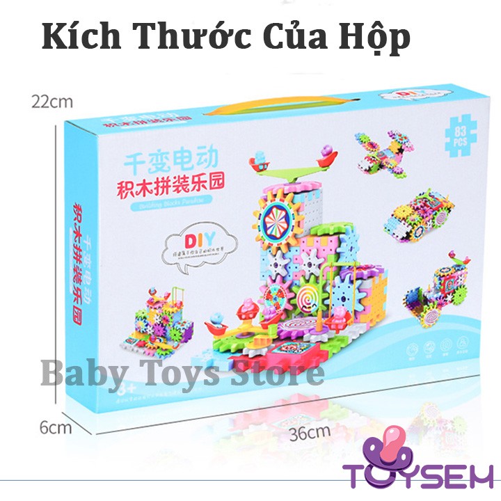 Đồ chơi xếp hình lắp ráp Toysem 83 chi tiết mô hình xoay bánh răng - Quà tặng sinh nhật, thôi nôi cho bé