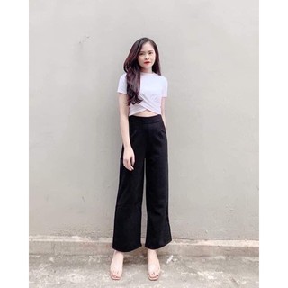 quần ống rộng khoá sườn
