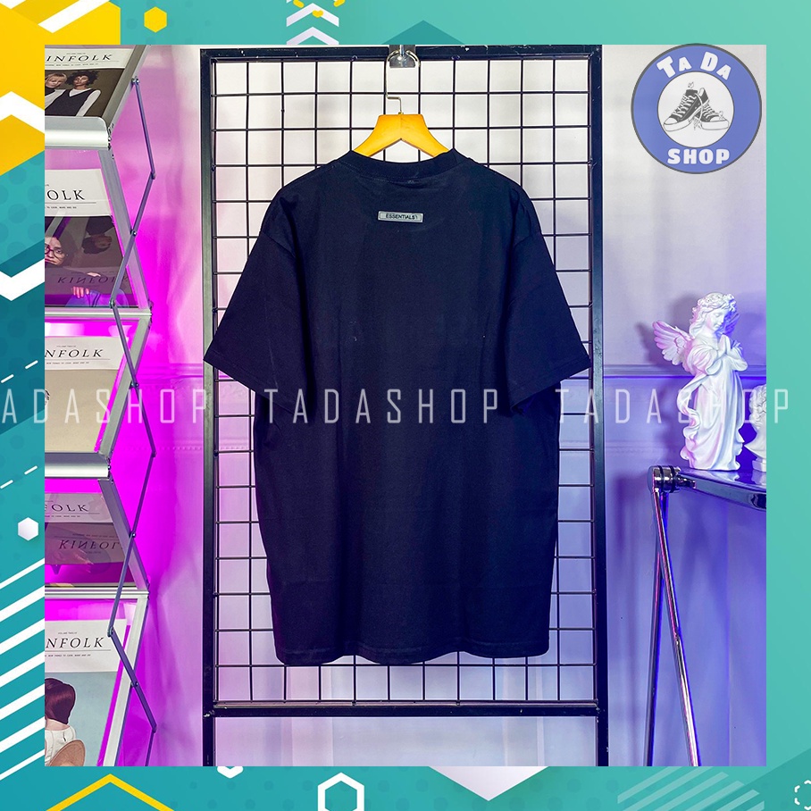 Áo Phông đen wash oversize Nam Nữ ESSENTIALS ảnh thật