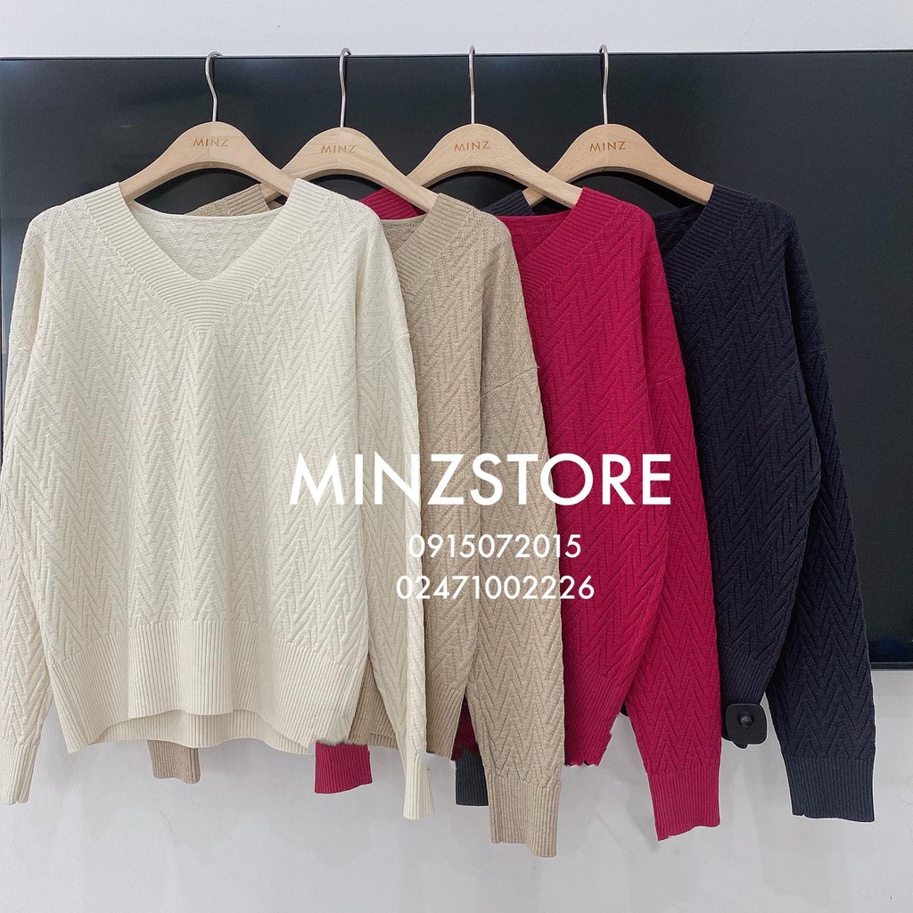 Áo len cổ tim dài tay #1202 (4 màu)
