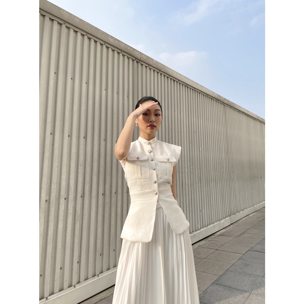 Áo tweed trắng thiết kế - Cassia Shirt