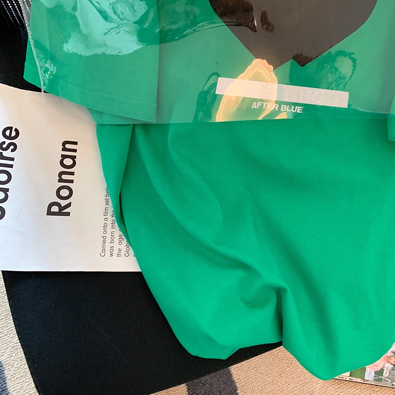 NRVP Áo thun tay ngắn cổ tròn họa tiết trái tim thời trang mùa hè phong cách Hàn Quốc mới