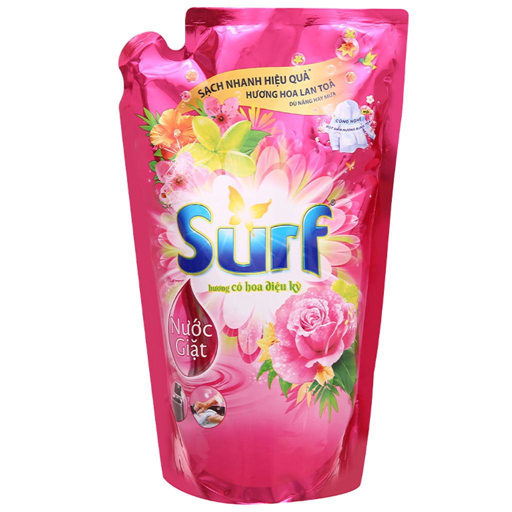 Nước Giặt Surf Hương Cỏ Hoa Diệu Kỳ Túi 1,7kg (Sạch nhanh hiệu quả, hương hoa lan tỏa)