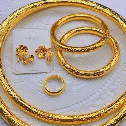 Combo Vàng cưới 1 kiềng 1 vòng 1 bông tai 1 nhẫn - Trang Sức Nữ Đẹp Giá Rẻ - Queen Jewelry