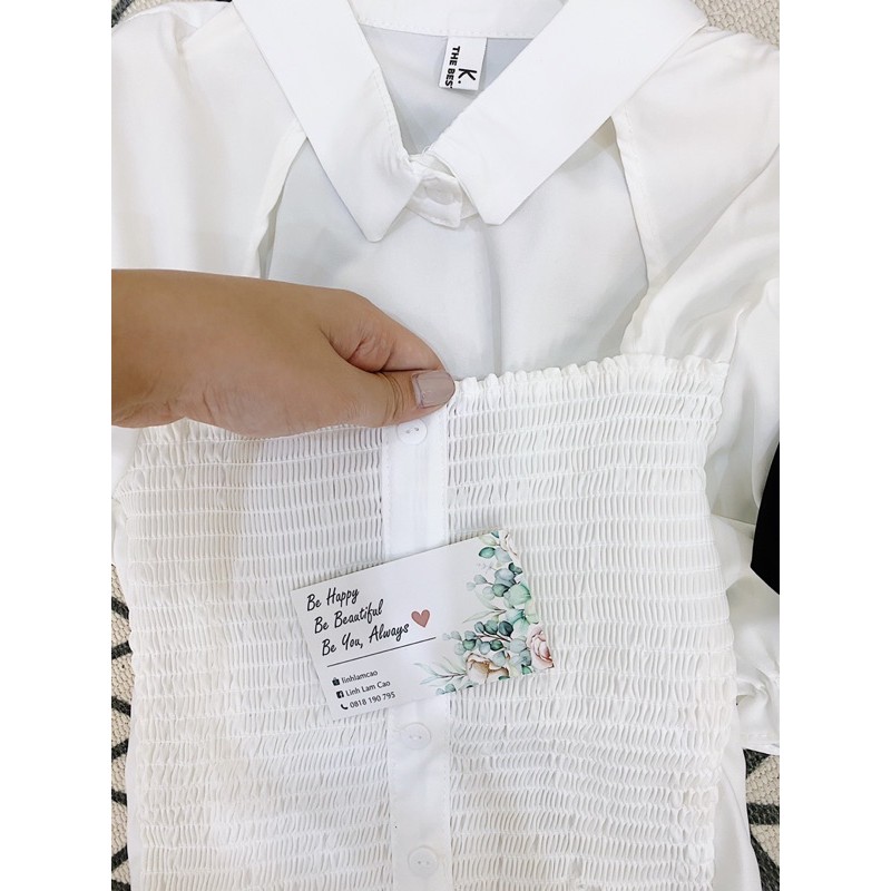 Áo Croptop Cổ Cutout Phối Chun Nhún (ẢNH THẬT+VIDEO)