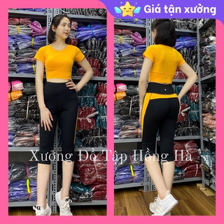 ✅ Ảnh Thật 100% - Mặc Là Mê ✅Bộ tập GYM nữ đa năng - Yoga nữ - Set tập yoga cộc tay họa tiết phối quần đen
