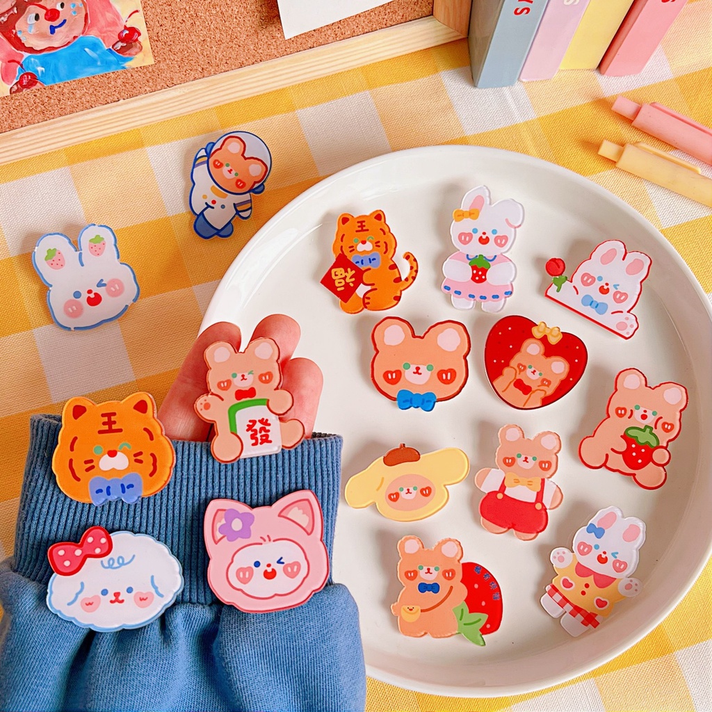 Ghim cài trang trí balo áo túi sticker hoạt hình nhiểu kiểu dễ thương cực xinh K03