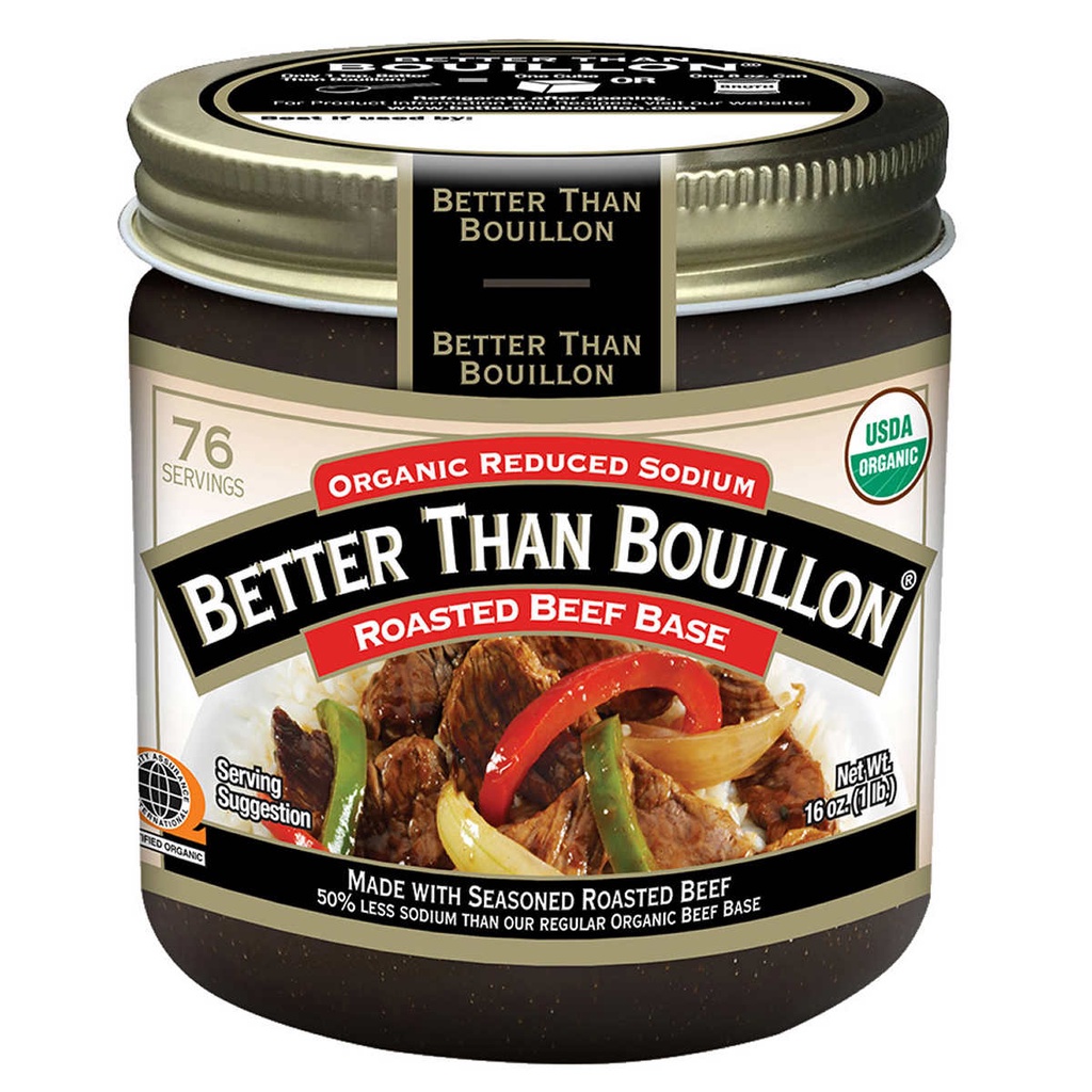 [HÀNG MỸ - DATE 3/2023] Sốt Ướp Thịt Bò Nướng Better Than Bouillon Organic Reduced Sodium Roasted Beef Base 453GR