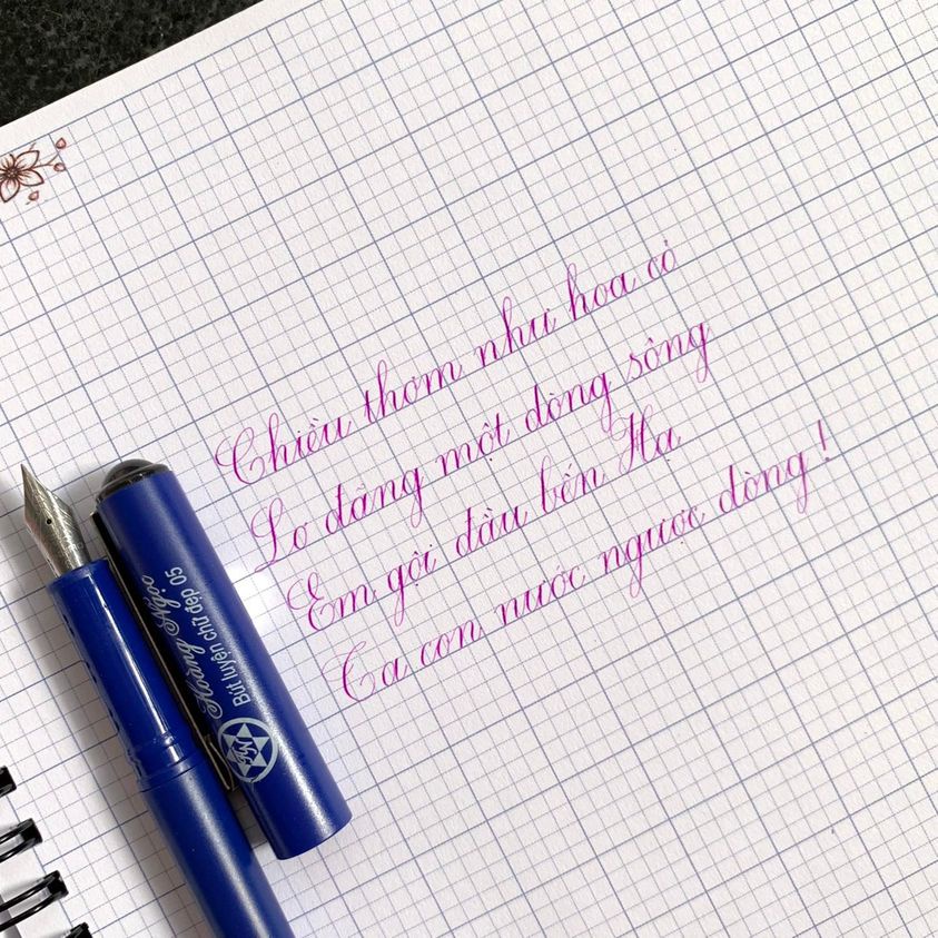 Bút Hoàng Ngọc 05 , ngòi mài, nét mảnh, gai nhẹ, giao màu ngẫu nhiên