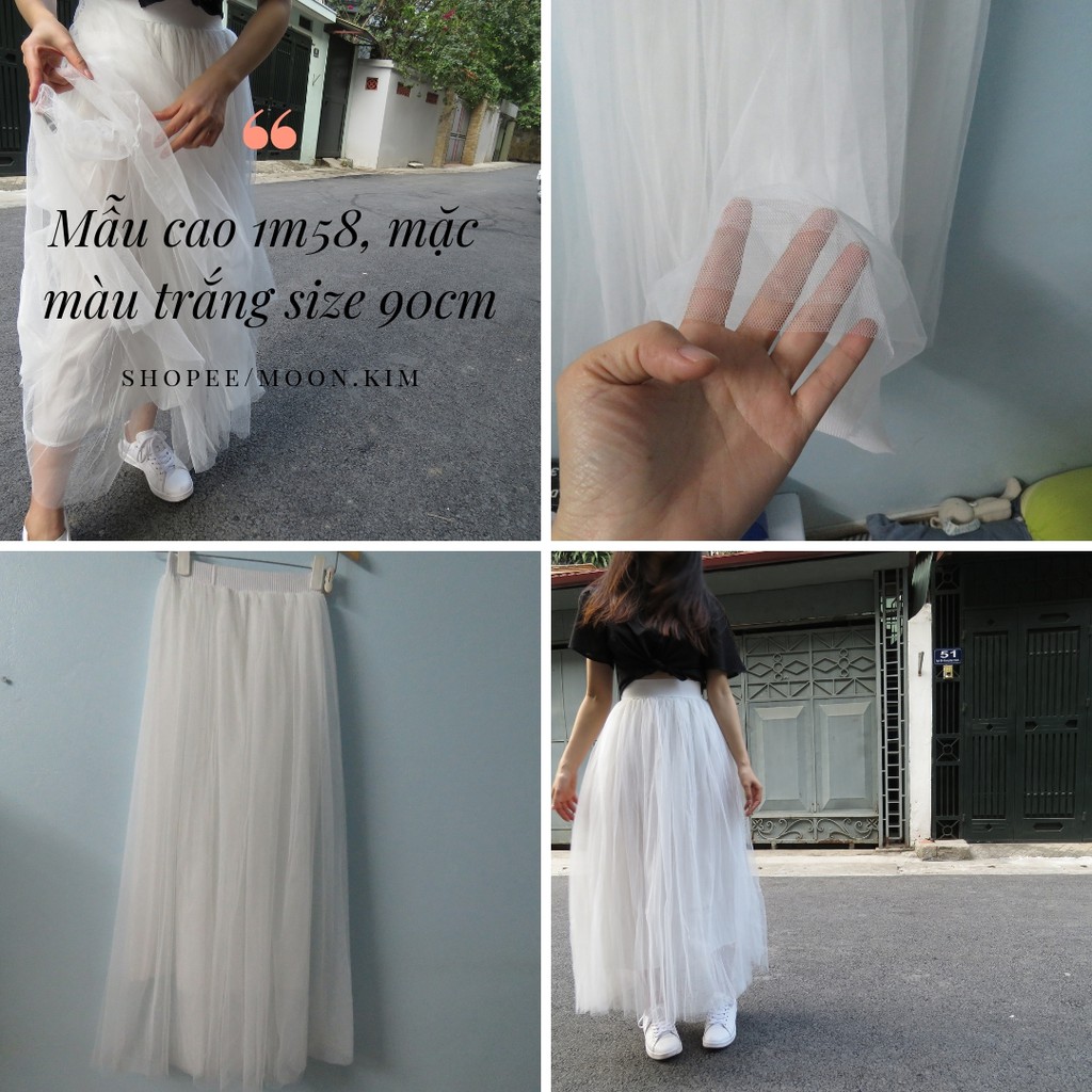 Chân váy tutu 4 lớp dài trắng đen xám có ảnh thật | BigBuy360 - bigbuy360.vn
