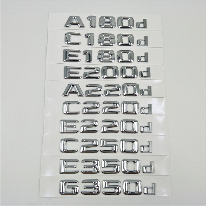 Mới Chrome Chữ Cái Biểu Tượng Huy Hiệu Logo Cho Xe Mercedes Benz A180d C180d E200d A220d C220d E220d
