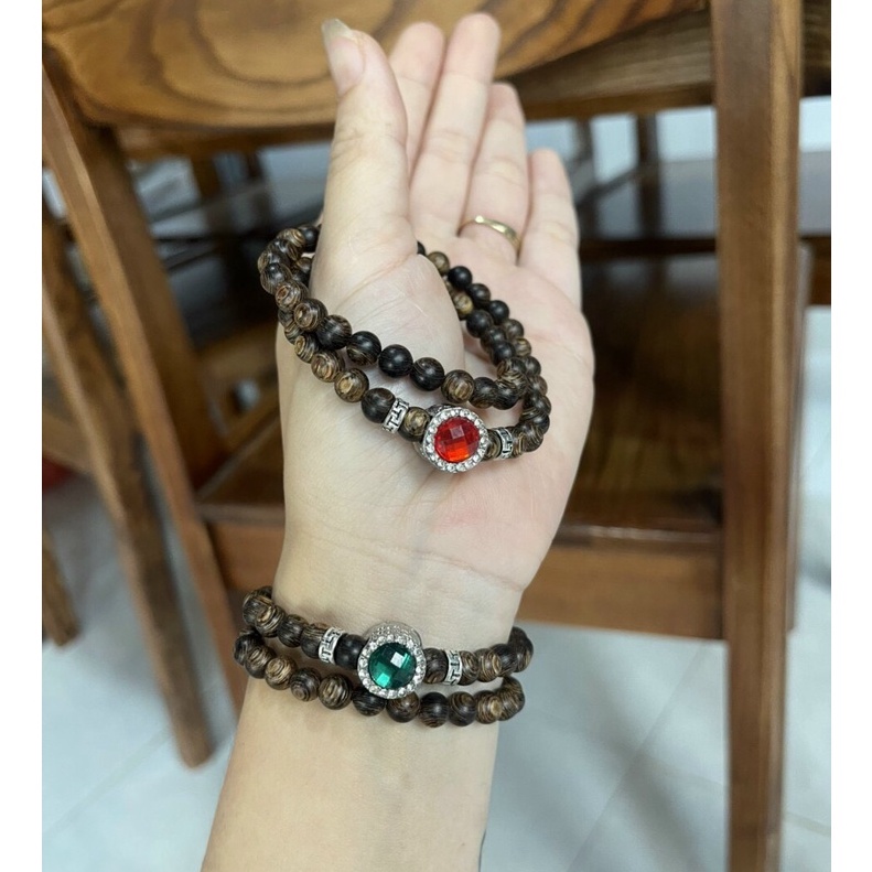 Vòng Tay Trầm Hương Mix Charm Đá Phong Thủy - Vòng Tốc Vườn Thơm Dịu Nhẹ VTTH84