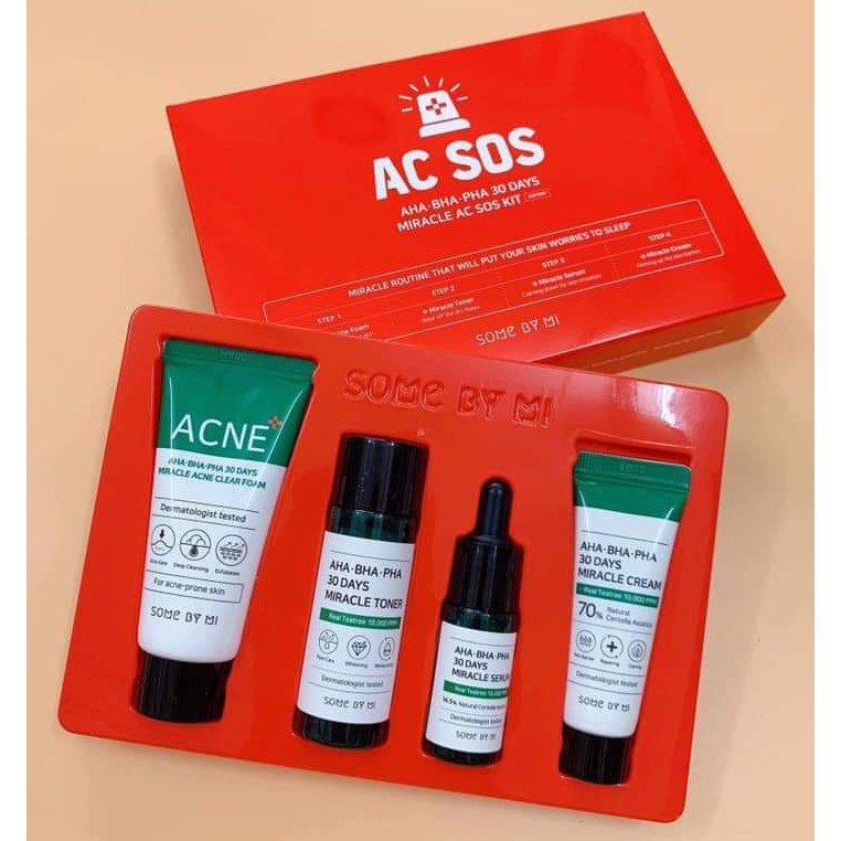 [Tách Set] Bộ Kit 4 Sản Phẩm Dưỡng Da Giảm Mụn Some By Mi AHA-BHA-PHA 30 Days Miracle AC SOS Kit