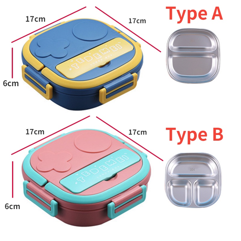 304 hộp bento thép cho trẻ em bộ thìa ăn dặm ngoài trời không gỉ hộp cơm dã ngoại ngoài trời hộp đựng thức ăn nhiệt