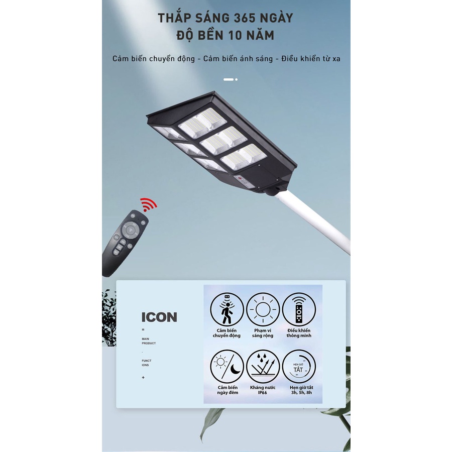 Đèn đường năng lượng mặt trời liền thể 2 cánh Kitawa 240W LT5240; Bảo Hành 1 Năm; Chống Nước IP66