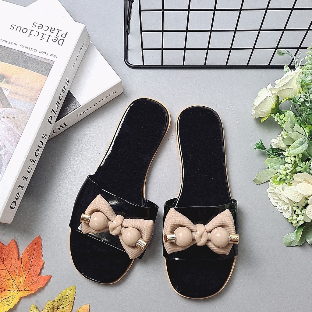 Dép kiểu thời trang nữ mẫu nơ tiểu thư, thích hợp để đi chơi dạo phố, đi biển