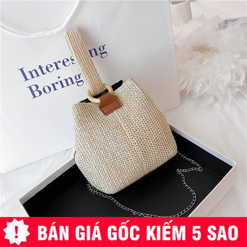 Túi Cói Xô Đi Biển Phối Quai Đeo Cổ Tay P2019